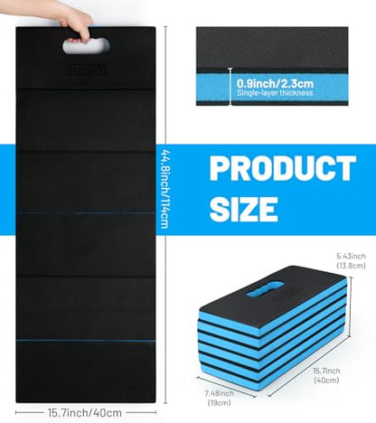 Foldable Mechanic Mat Kneeling Pad, 0.9" Extra Thick EVA Foam,Blue - color: BLUE & BLACK