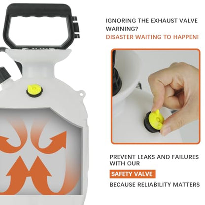 1 Gallon/3.78L Pressure Sprayer - Multi-Use Pump Mister for Garden, Lawn & Home with 2 Nozzles, Shoulder Strap & Gloves - Ideal as Weed, Plant & Water Sprayer