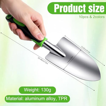 10 Pcs Garden Shovels Bulk, Hand Shovels Heavy Duty Trowel Garden Tool, Small Metal Hand Shovel Bulk Spade Shovel Gardens with Soft TPR Handle for Lawn Yard Farm