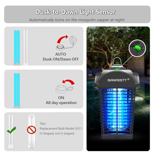 BANPESTT Plug-in Bug Zapper 4000V Indoor/Outdoor Sensor - color: Black