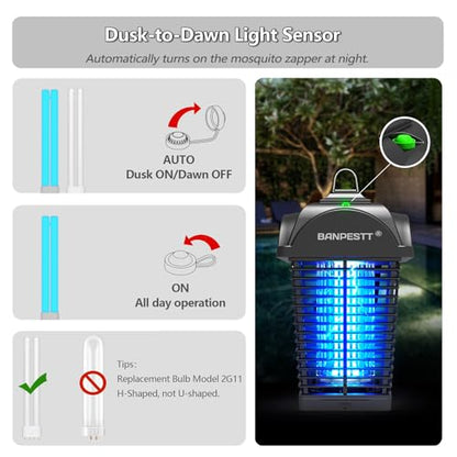 BANPESTT Plug-in Bug Zapper 4000V Indoor/Outdoor Sensor - color: Black
