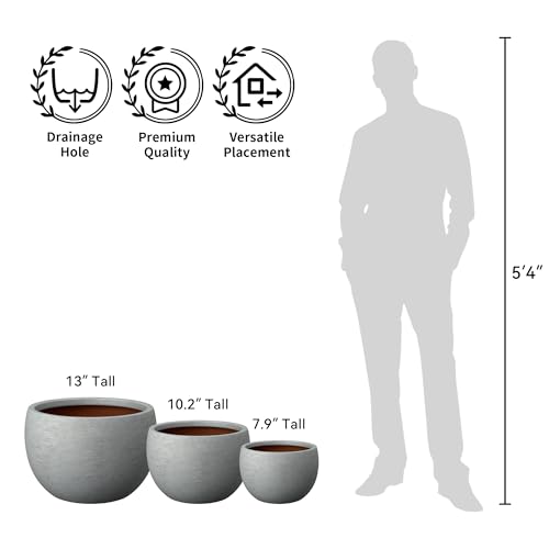 Kante Pale Gray Concrete Planter 15.7" Dia All-Weather Round Accent Pot - color: Concrete Gray, size: 15.7-Inch Dia
