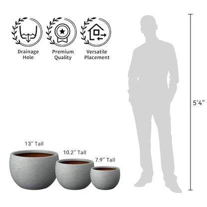 Kante Pale Gray Concrete Planter 15.7" Dia All-Weather Round Accent Pot - color: Concrete Gray, size: 15.7-Inch Dia