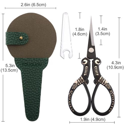 YOUGUOM Small Crochet Scissors, Mini Sewing Shears with Cover - color: Black