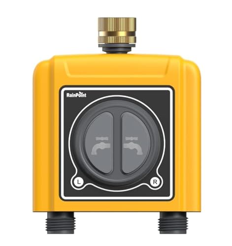 RAINPOINT WiFi Water Timer, Brass Inlet & Outlet,No WiFi Hub, 2.4Ghz WiFi Compatible, TWG004WRF Hub (Lot >202108) - color: Pale Yellow, size: 2 Zone Without Hub