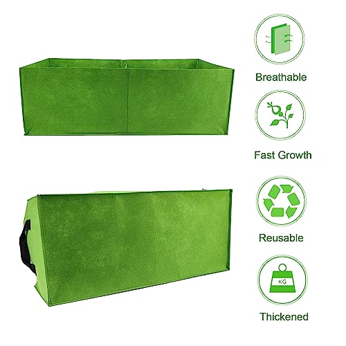 Plant Grow Bags, 5 Pack Fabric Raised Planting Bads, 2 Holes Rectangle Grow Bag, 10 Gallon Breathable Potato Tomato Planter Pots for Outdoor Vegetables Plant Flowers (Green) - color: Green 5 Pack 10 Gallon