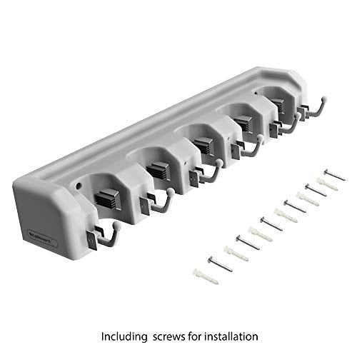 Wall Organizer with Adjustable Slots and Hooks - Wall-Mounted Tool and Broom Holder - Organization and Storage for the Kitchen and Garage by Stalwart - size: ONE PACK