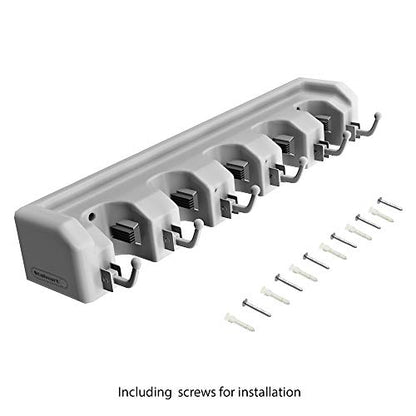 Wall Organizer with Adjustable Slots and Hooks - Wall-Mounted Tool and Broom Holder - Organization and Storage for the Kitchen and Garage by Stalwart - size: ONE PACK