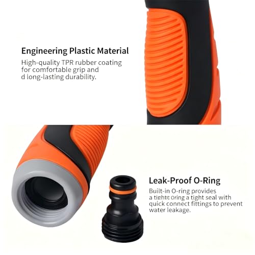 Garden Hose Nozzle with 10 Adjustable Patterns,2 Packs High Pressure Thumb Control Hose Nozzles for Watering Lawn, Car Washing and Pets Washing