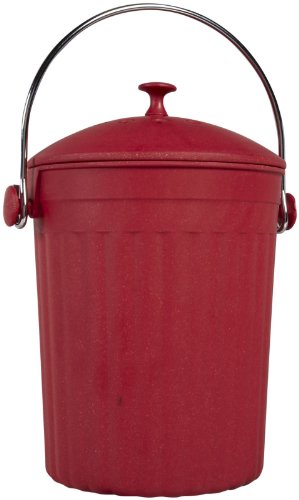 Natural Home 1-Gallon Red Molded Bamboo Compost Bin with Filter - color: Red