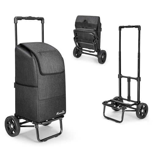 KEDSUM 2-in-1 Shopping Cart, 330LB Foldable Grocery Cart with Wheels,Black - color: Black