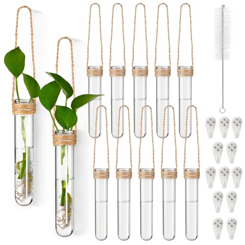 Baderke 12 Pack Plastic Hanging Propagation Station Tubes, Natural Color - color: Transparent