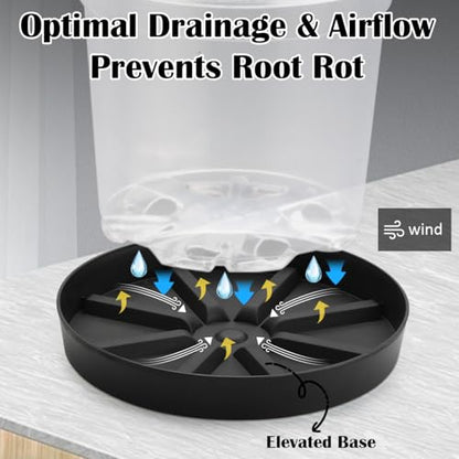 Plant Saucers 10.5 Inch 5 Pack, Black Elevated Plant Tray with Raised Base - size: 10.5INCH-5P