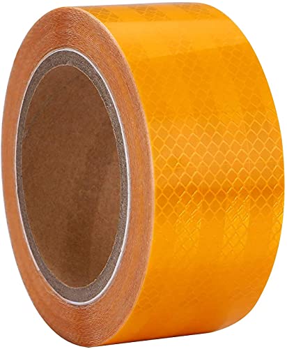 Reflective Tape, Waterproof Self Adhesive Dot Safety Reflector - color: Yellow, size: 2 Inch x 32.8 Feet