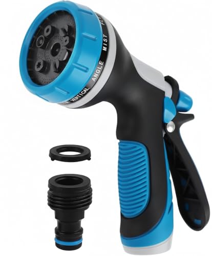 Garden Hose Nozzle with Adjustable 10 Watering Patterns Hose Spray Nozzle - color: Blue