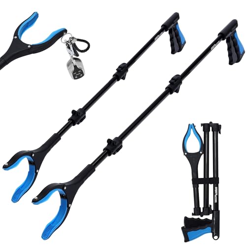GrabRunner 38 Inch & 44 Inch Extra Long Grabber Reacher Tool Set – Extendable Reacher Grabber Pickup Tools for Seniors, Disabled and Hard-to-Reach Areas, Ergonomic Grip & Lightweight Design（Blue） - color: Blue