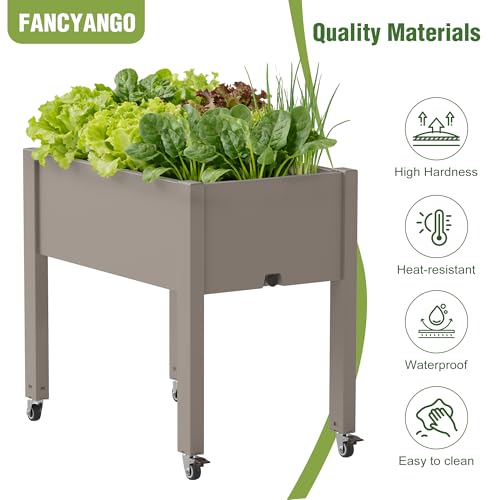 Fancyango Raised Garden Bed with Wheels 26.3" H -Gray - color: Gray, size: 26.3"H