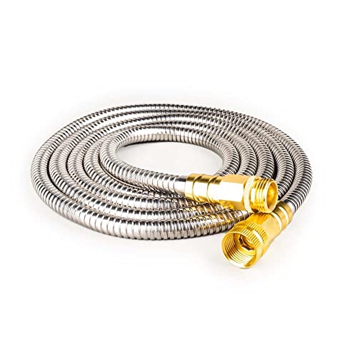 15FT Stainless Steel Garden Hose, 3/4 GHT Male to Female - size: 15FT