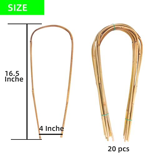 Avalution 16" Natural Bamboo Plants Trellis U-Hoop,Bamboo Gaeden Trellis U-Shape for Climbing Plant Support-20PCS - color: U-Hoop, size: 20 PACK-16 inches