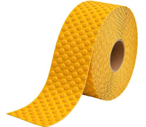 Raised Reflective Pavement Marking Tape, Slip-Resistant Durable Heavy-Duty Rubber Base for Outdoor Use, Ideal for Driveways, Walkways & Parking Areas (Yellow, 4 Inch x 75 Feet) - size: 4 Inch X 75 Feet