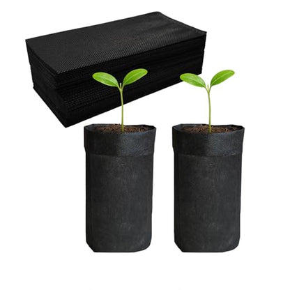 50PCS Nursery Grow Bags, Black Plant Grow Bag for Starting Rooted Plants Vegetable, Flower, Seedling Tree Seedling Pots, 8.5" H Before Loading Soil - size: 8.5''H