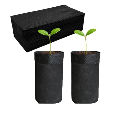 50PCS Nursery Grow Bags, Black Plant Grow Bag for Starting Rooted Plants Vegetable, Flower, Seedling Tree Seedling Pots, 8.5" H Before Loading Soil - size: 8.5''H