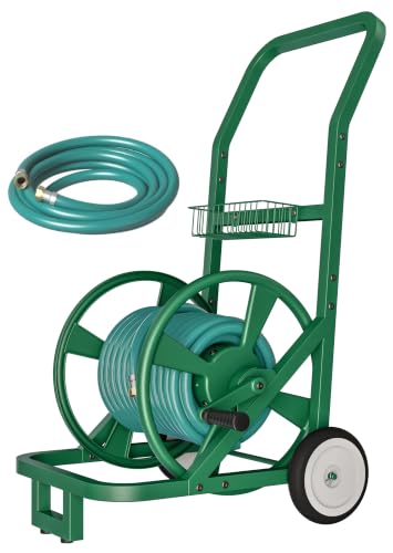 Artigarden Garden Hose Reel Cart with Wheels, Outdoor Water Hose Cart Green - color: Green, size: Holds 165 ft