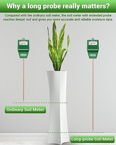 Dr.meter 2 Pack Long Probe Soil Moisture Meter for Plants Soil Tester - size: 15.23 inch
