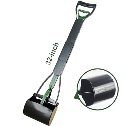 32'' Pooper Scooper for Large Small Dogs Heavy Duty, Long Handle Poop Scoop for Yard, Grass, Gravel, Dog Poop Grabber with High Strength Material and Durable Spring(Dark Green) - size: 1 Piece(32-inch length)Dark Green