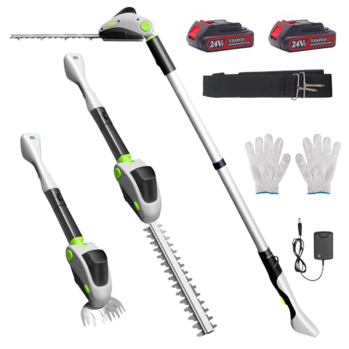 4-in-1 Pole Hedge Trimmer Cordless with 2 PCS 3.0Ah Battery