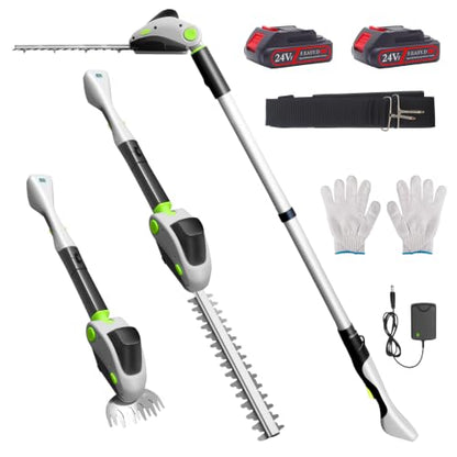 4-in-1 Pole Hedge Trimmer Cordless with 2 PCS 3.0Ah Battery