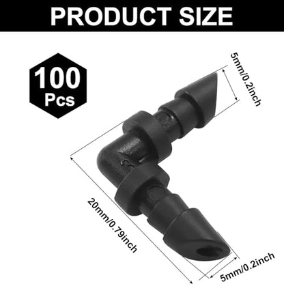 Murtenze 100 Pack Barbed Elbow Fittings, 1/4 Inch Drip Irrigation Fittings Barbed Connectors, Universal Irrigation Elbow for Garden Lawn Irrigation System - size: Elbow-100P