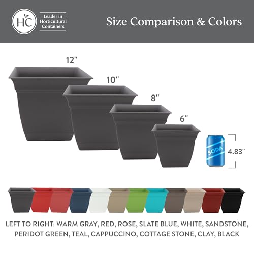 The HC Companies Eclipse Square Planter Pot, 10 Inch, Peridot Green, 2-Pack - color: Peridot Green, size: 10", style: Pack of 2