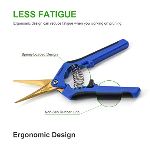 12 Packs Garden Pruning Shears with Curved Blades Trimming Scissors, Gardening Hand Pruning Snips Titanium Coated Precision Bonsai Pruning Shears, Convenient Flower Cutters(Blue) - style: Curved Blade
