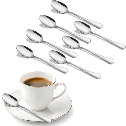 DEHOV 8-Piece 5.5 Inch Stainless Steel Small Tea & Coffee & Espresso Spoons - color: Silver