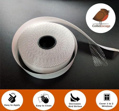 COLLIDESCAPE Spiderweb Clear BirdTape for Windows (3/4" x 20' - Covers 1 to 2 panes) | Bird Tape Decals to Prevent Bird Strike Prevention for Glass | Clear - size: 3/4 x 20'