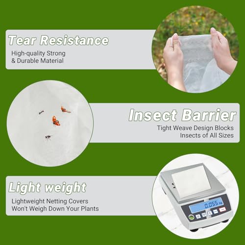 4 Pack Bird Netting Bags for Garden Protection, 7.87 x 7.87 FT Extra Large Insect Barrier Mesh Covers with Zipper Drawstring Fruit Tree Netting for Blueberry Bushes Vegetables and Outdoor Plants - size: 4PCS 7.87×7.87FT