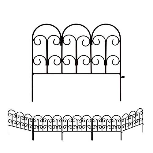 Garden Edging Border Decorative Fences Panel 18" W x 16" H 5 Pack for Flower Bed Edging Rustproof Dog Animal Barrier Fencing for Yard Metal Black