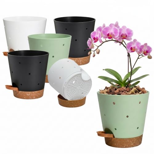 Orchid Pot, 6 Inch Orchid Pots with Holes, 6 Pack Self Watering Plant Pots - color: Multicolor - 6pack