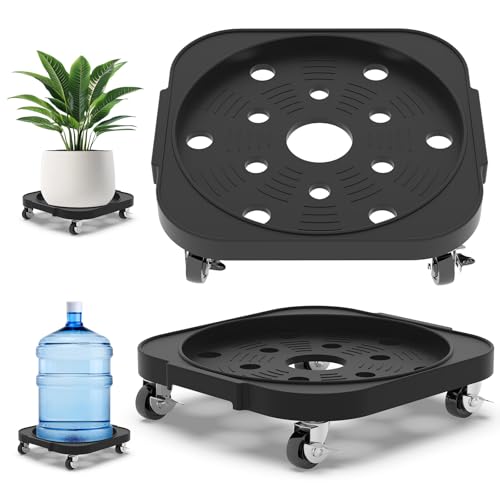 2 Pack 11'' Heavy Duty Rolling Plant Caddy with Wheels, Black - color: Black