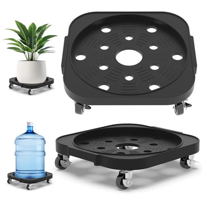 2 Pack 11'' Heavy Duty Rolling Plant Caddy with Wheels, Black - color: Black