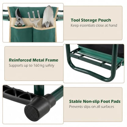 GIANTEX Garden Kneeler and Seat, Foldable 2-in-1 Gardening Bench, Green - color: Green, size: 23" x 12" x 19.5"