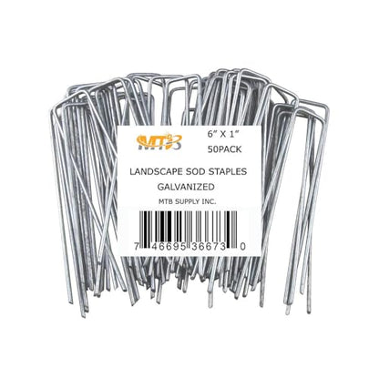 50 Pack 6 Inch 11GA(0.12inch) Galvanized Landscape Staples Garden Stakes Fence Netting Pins Ground Spikes Sod Cover Fabric Pegs - size: 6"x1" 11GA Galvanized 50Pack