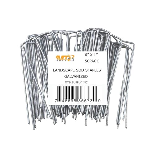 50 Pack 6 Inch 11GA(0.12inch) Galvanized Landscape Staples Garden Stakes Fence Netting Pins Ground Spikes Sod Cover Fabric Pegs - size: 6"x1" 11GA Galvanized 50Pack