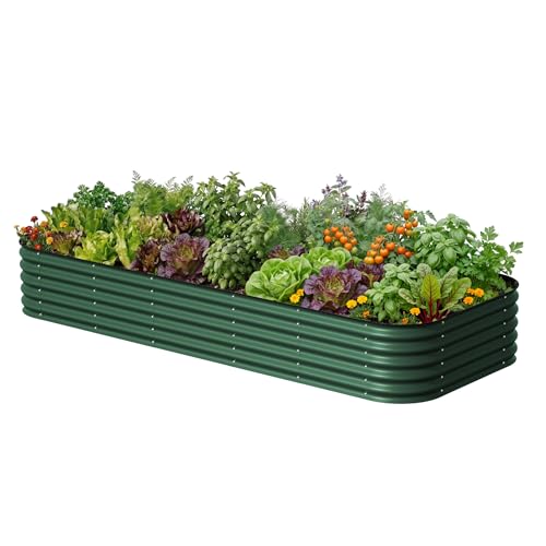 Vego garden 17" Tall 4' x 10' Giant Modular Metal Raised Garden Bed Kit, A King Sized Garden Bed for Vegetables, Flowers, Herbs, British Green - color: British Green, size: 4' x 10'