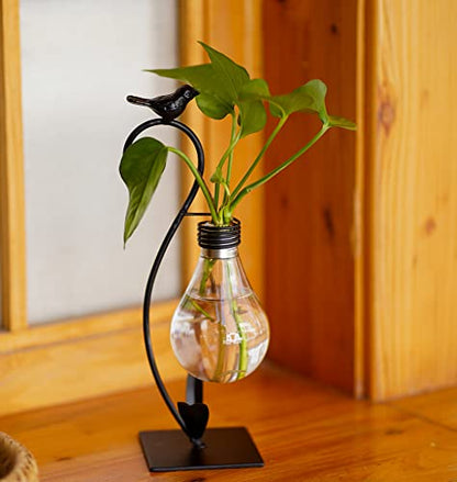 Tabletop Bird Planter Propagation Station, Narrow Mouth Bulb Plastic Vase - color: Bird