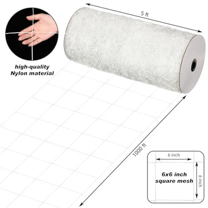Berlune 5 x 1000 ft Trellis Netting Roll Heavy Duty Nylon Garden Trellis Netting with 6 Inch Mesh Soft Plant Support Net for Climbing Plants, Grape Racks, Growing Support Bean, Pea, Tomatoes - size: 5 x 1000 ft