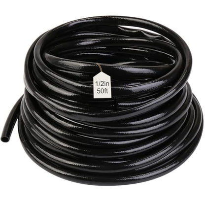 1/2 Inch Irrigation Tubing 50ft, PE Rigid Drip Irrigation System for Garden, (0.52″ ID X 0.60″ OD) Black Dripline, Garden Watering, Automatic System - size: 1/2''50ft