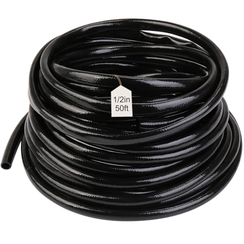 1/2 Inch Irrigation Tubing 50ft, PE Rigid Drip Irrigation System for Garden, (0.52″ ID X 0.60″ OD) Black Dripline, Garden Watering, Automatic System - size: 1/2''50ft