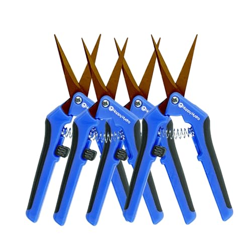 Happy Hydro Trimming Scissors - Curved Tip - Titanium Coated Blades with Spring-Loaded Comfort Grip Handles - 4 Pack - size: 4 Pack